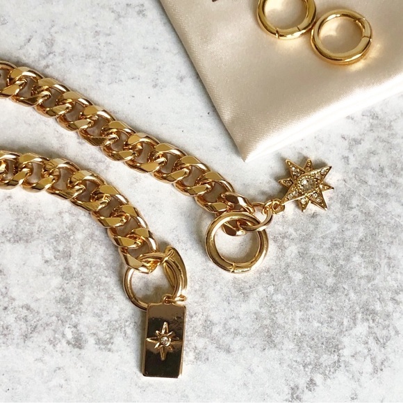 Ettika Chain Link Bracelet 14K Gold Plated Starry Charms - Picture 4 of 9